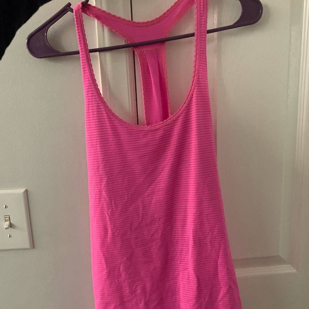 Lululemon hot pink striped tank top
